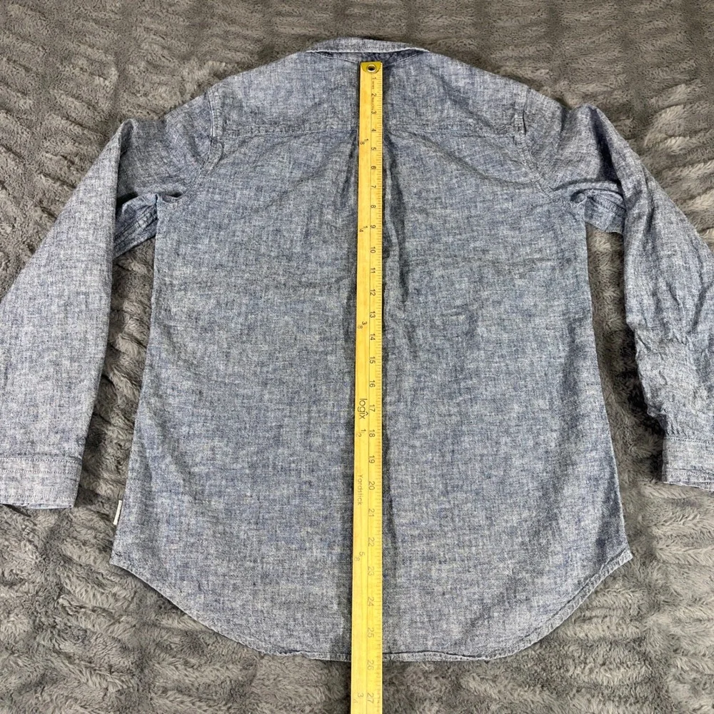 Eddie Bauer Womens XS Hemp Cotton Blend Button Down Shirt Blue Long Sleeve AN736